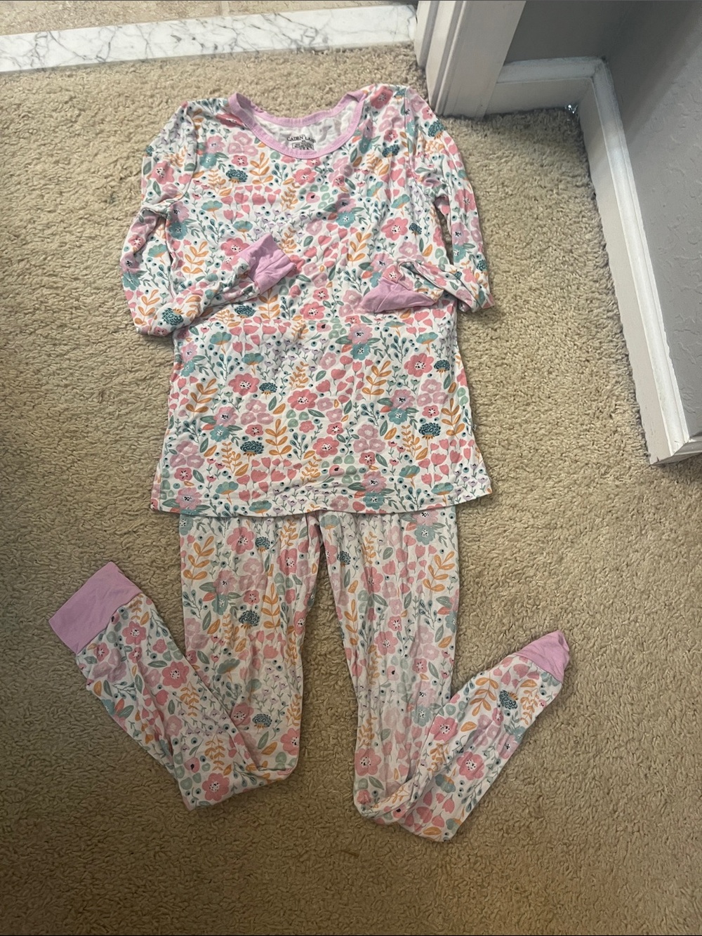 Caden Lane Kids Floral Pajama Set - Pink Multi